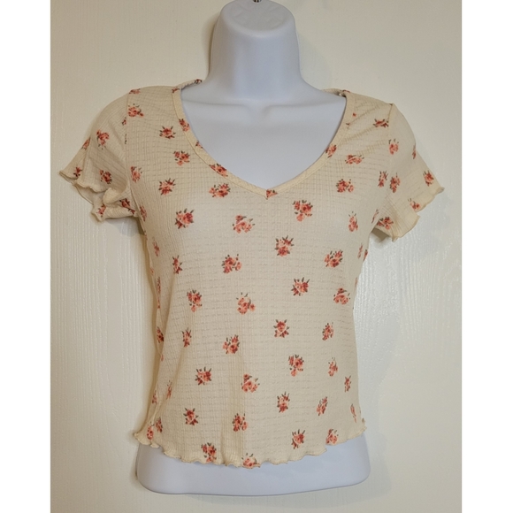 Floral ruffle t-shirt, XS - Picture 1 of 4